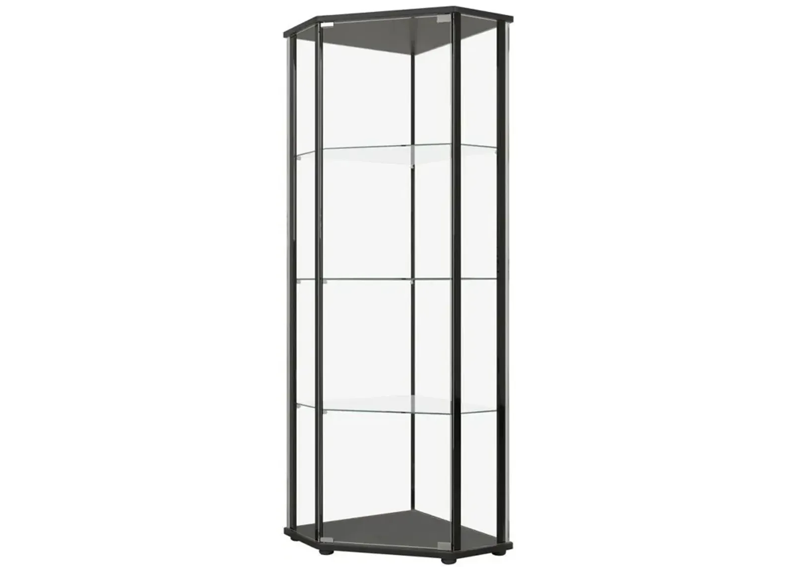 Coaster Co. of America Zenobia Glass Shelf Curio Cabinet Clear and Black