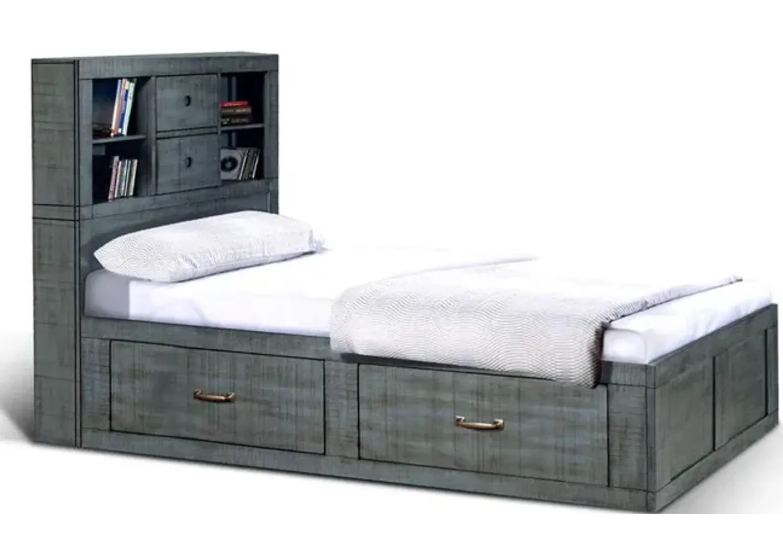 Sunny Designs Twin Captains Bookcase Storage Bed