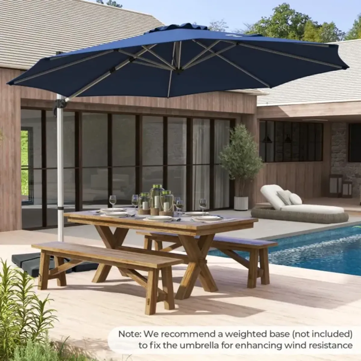 Hivvago 11 FT Outdoor Patio Umbrella with 360° Rotation and Adjustable Tilt