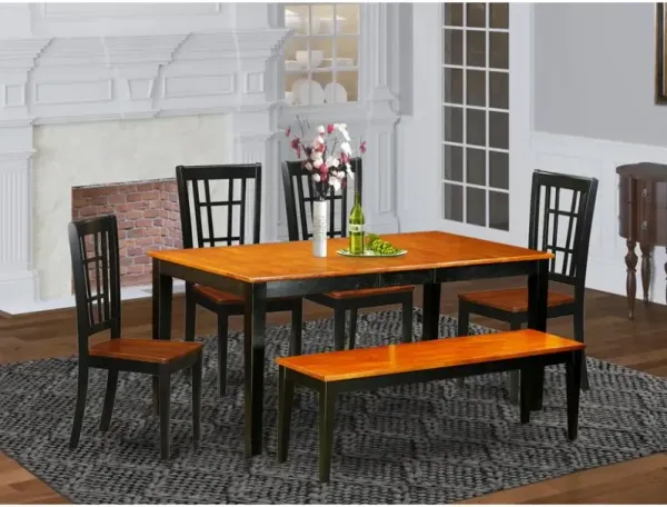 6-Pc Dining room set with bench-Kitchen Tables and 4 Dining Chairs Plus bench
