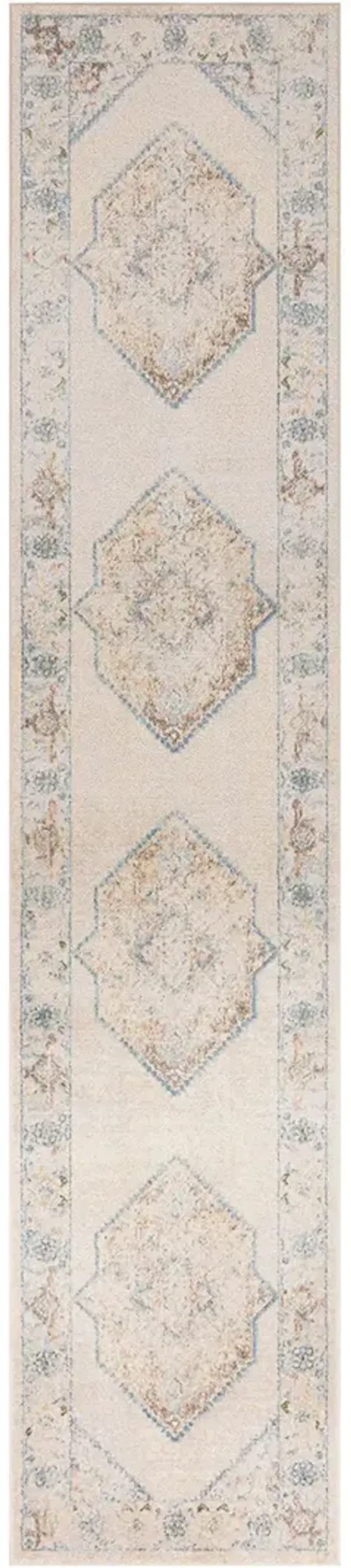 Astra Machine Washable ASW13 Ivory/Blue 2'2" x 10' Rug