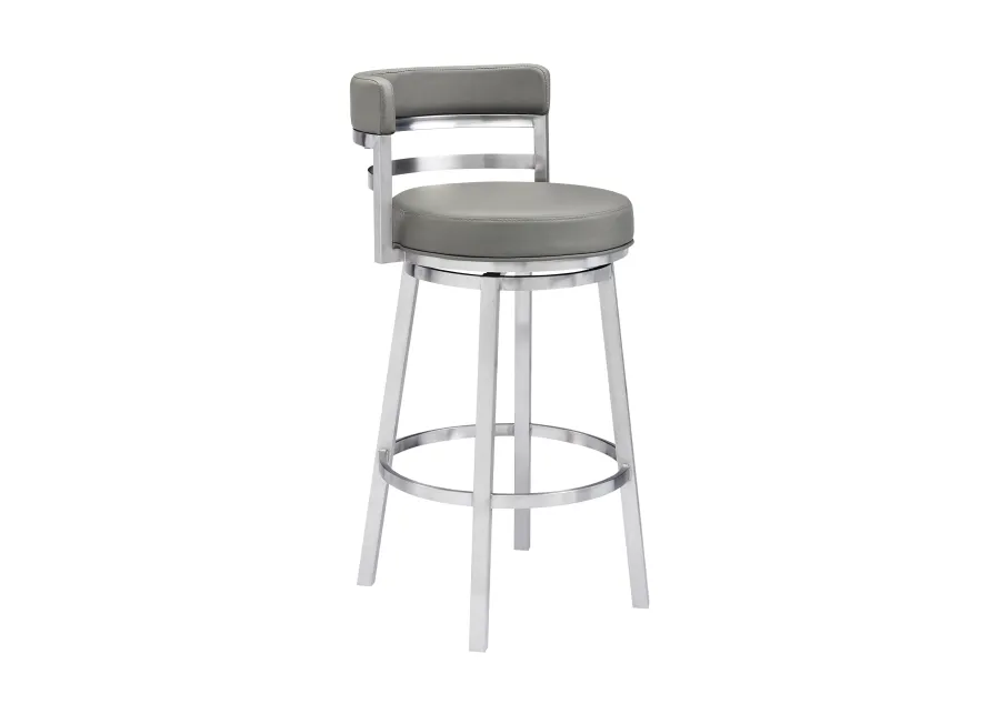 Madrid  Counter Height Swivel Black Faux Leather and Metal Bar Stool