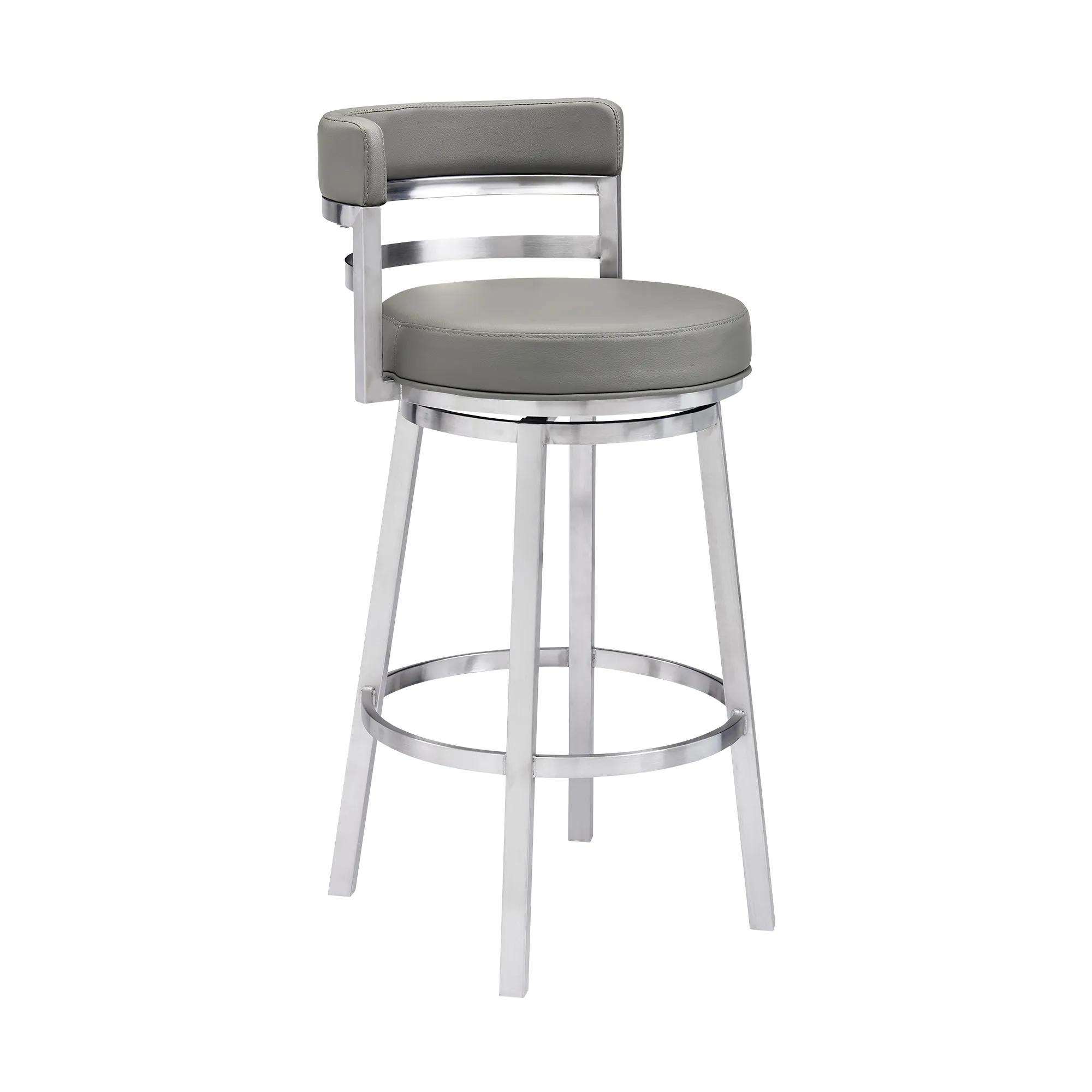 Madrid  Counter Height Swivel Black Faux Leather and Metal Bar Stool