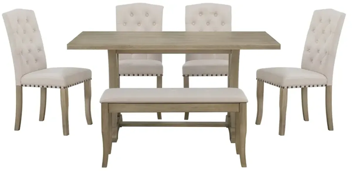 Merax 6-Piece Farmhouse Dining Table Set