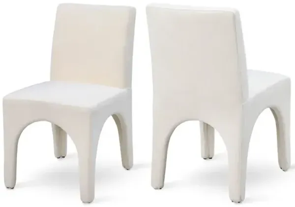 Meridian Furniture Gramercy Beige Linen Textured Fabric Dining Chair, Set of 2