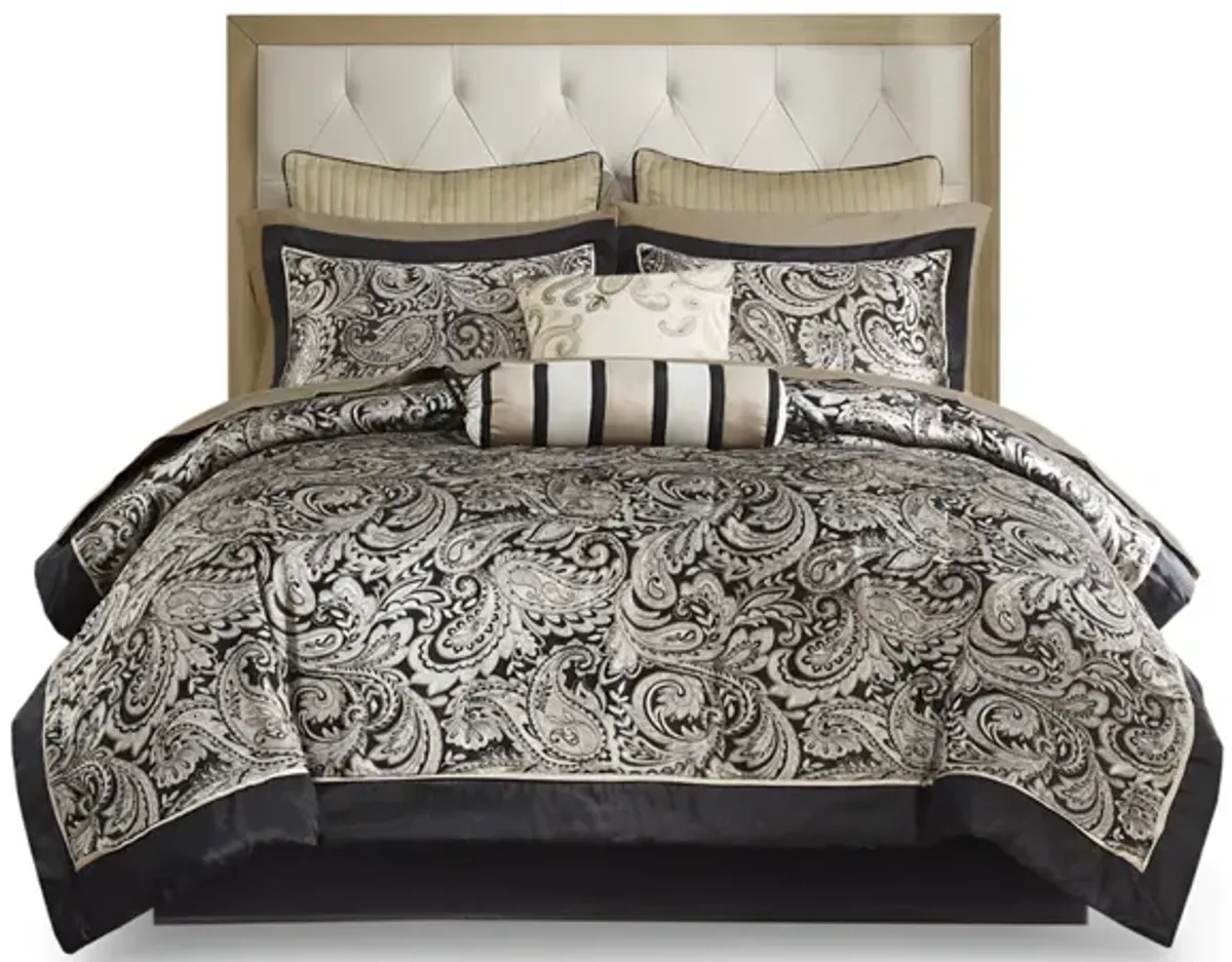 Gracie Mills Thornton Supreme Comfort: 12-Piece Comforter Ensemble with Cotton Bed Sheets