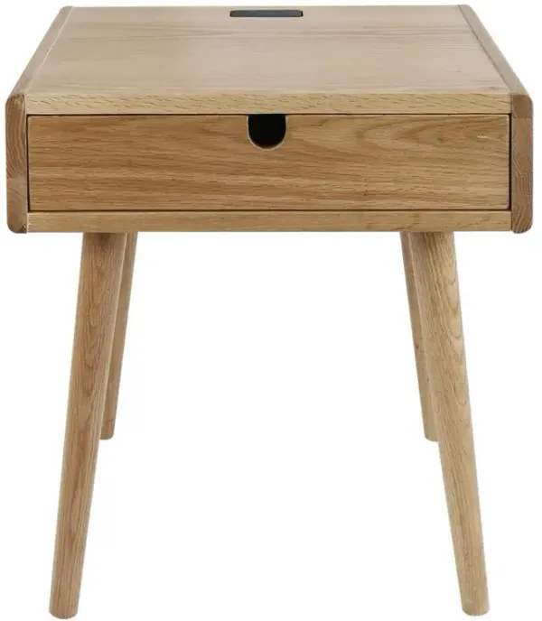 Freedom Nightstand/End Table with USB Ports Made of Solid American Oak