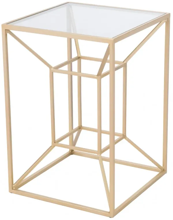 Hivvago 23" Gold And Clear Genuine Marble Look Square End Table