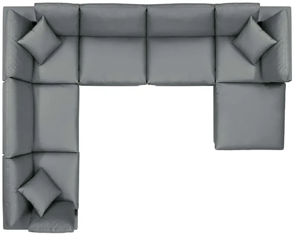 Commix Down Filled Overstuffed Vegan Leather 7-Piece Sectional Sofa