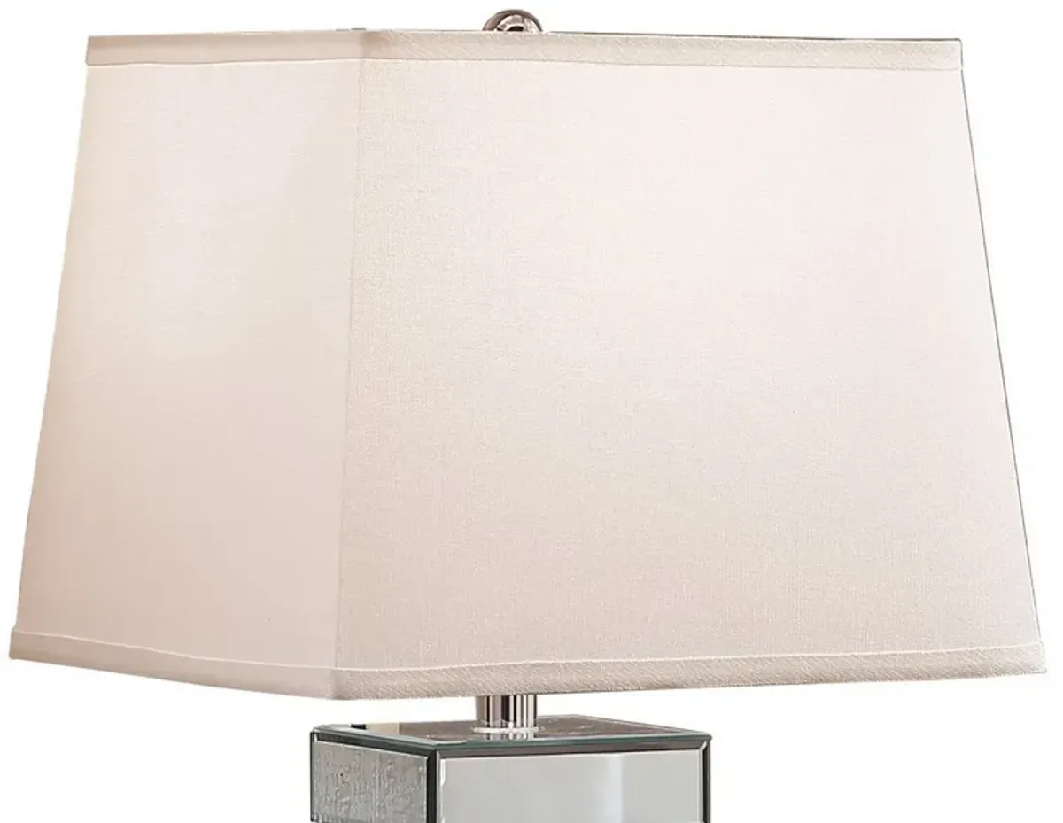 26 Inch Table Lamp, Empire Shade, Crystal Glass Stand, Clear Finish -Benzara