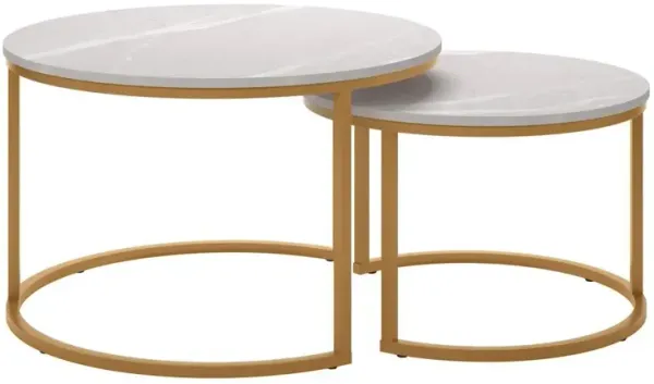 CorLiving Fort Worth Brown Wood Grain Finish Nesting Coffee Table