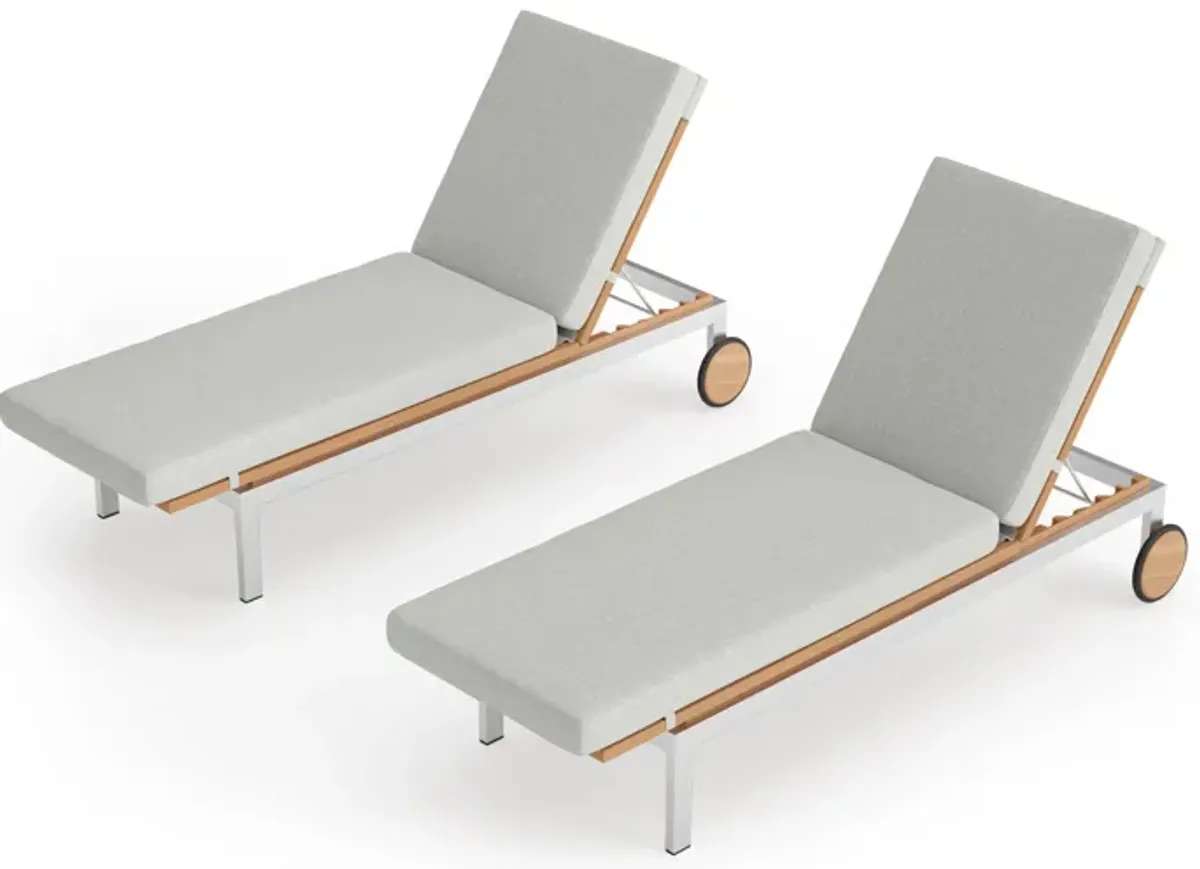 Monterey Teak Chaise Lounges - Stainless Steel and Teak (Set of 2)