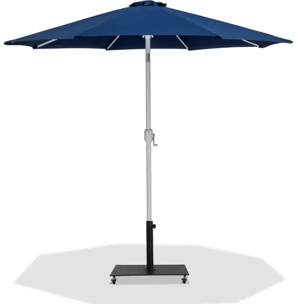 Meridian Furniture Fiji Navy Fabric / Matte Black Aluminum Patio Umbrella with Base Sets