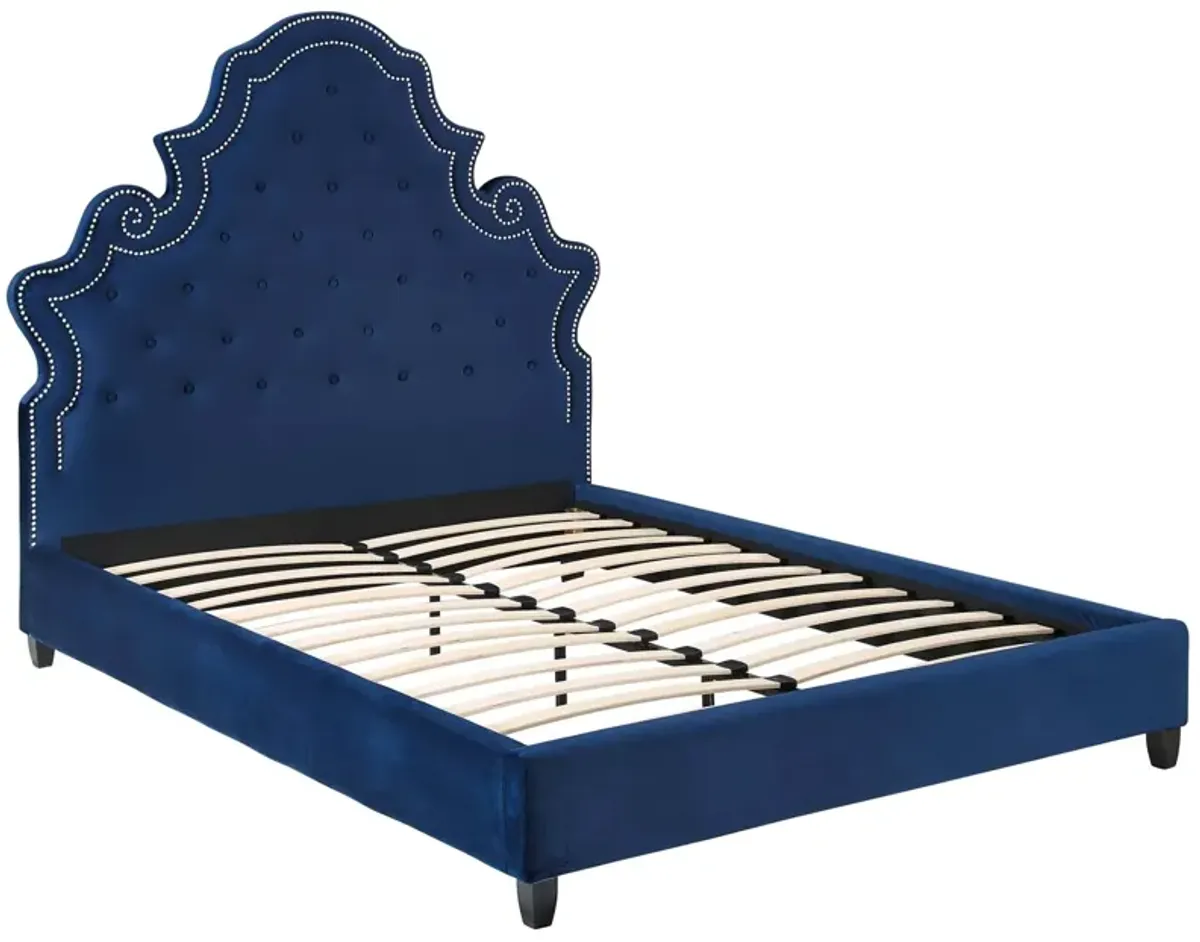 Modway - Valentina Queen Tufted Nailhead Performance Velvet Platform Bed