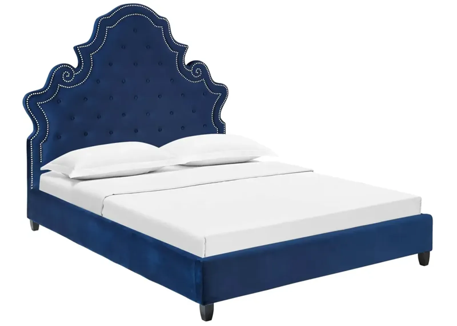 Modway - Valentina Queen Tufted Nailhead Performance Velvet Platform Bed