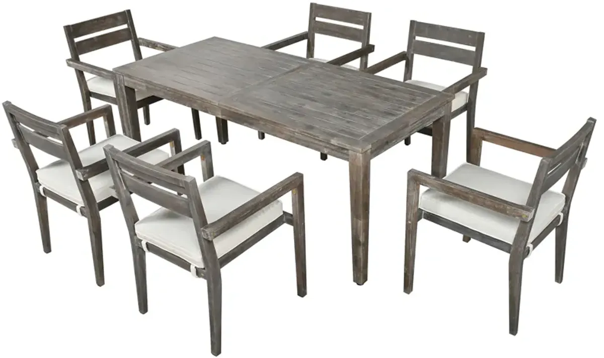 Acacia Wood Outdoor Dining Table And Chairs Suitable For Patio, Balcony Or Backyard