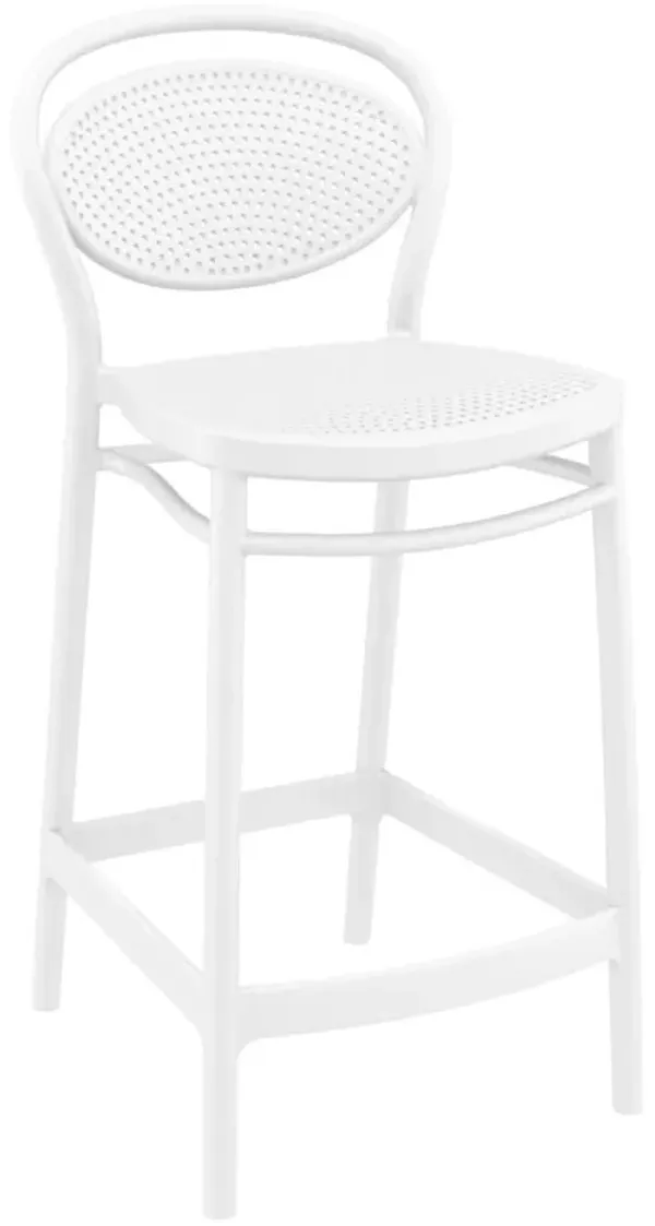 37.75" White Outdoor Patio Counter Stool