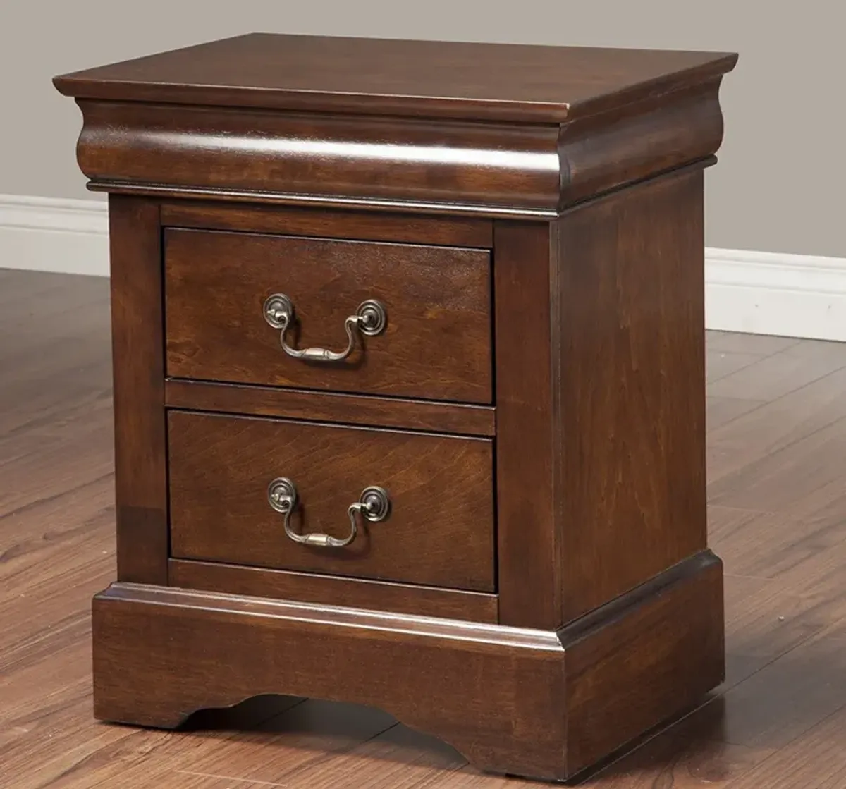 Hivvago Solid Wood Cappuccino 2 Drawer Nightstand