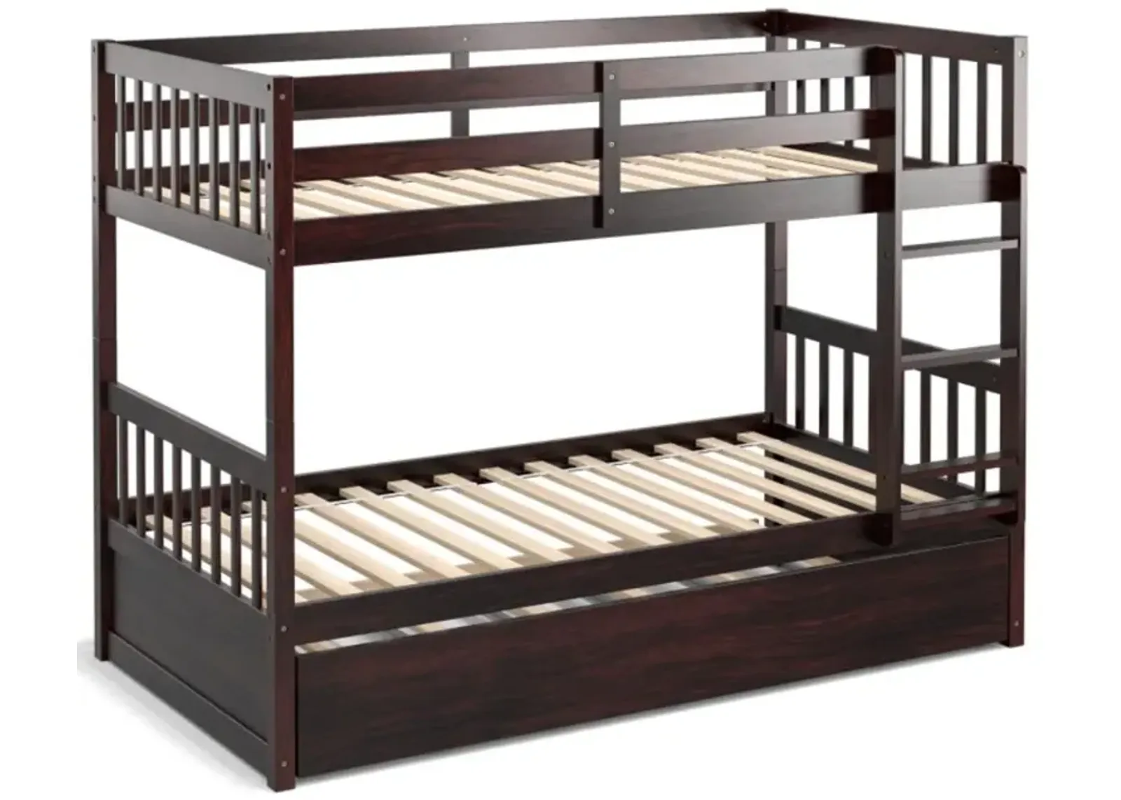 Hivvago Twin Over Twin Bunk Bed with Pull-out Trundle and Ladder