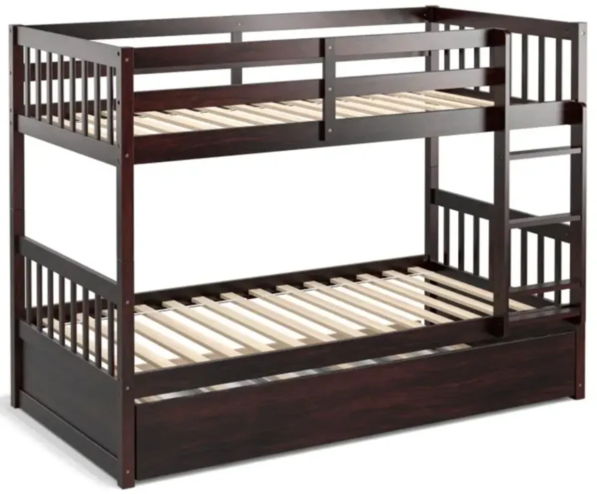 Hivvago Twin Over Twin Bunk Bed with Pull-out Trundle and Ladder