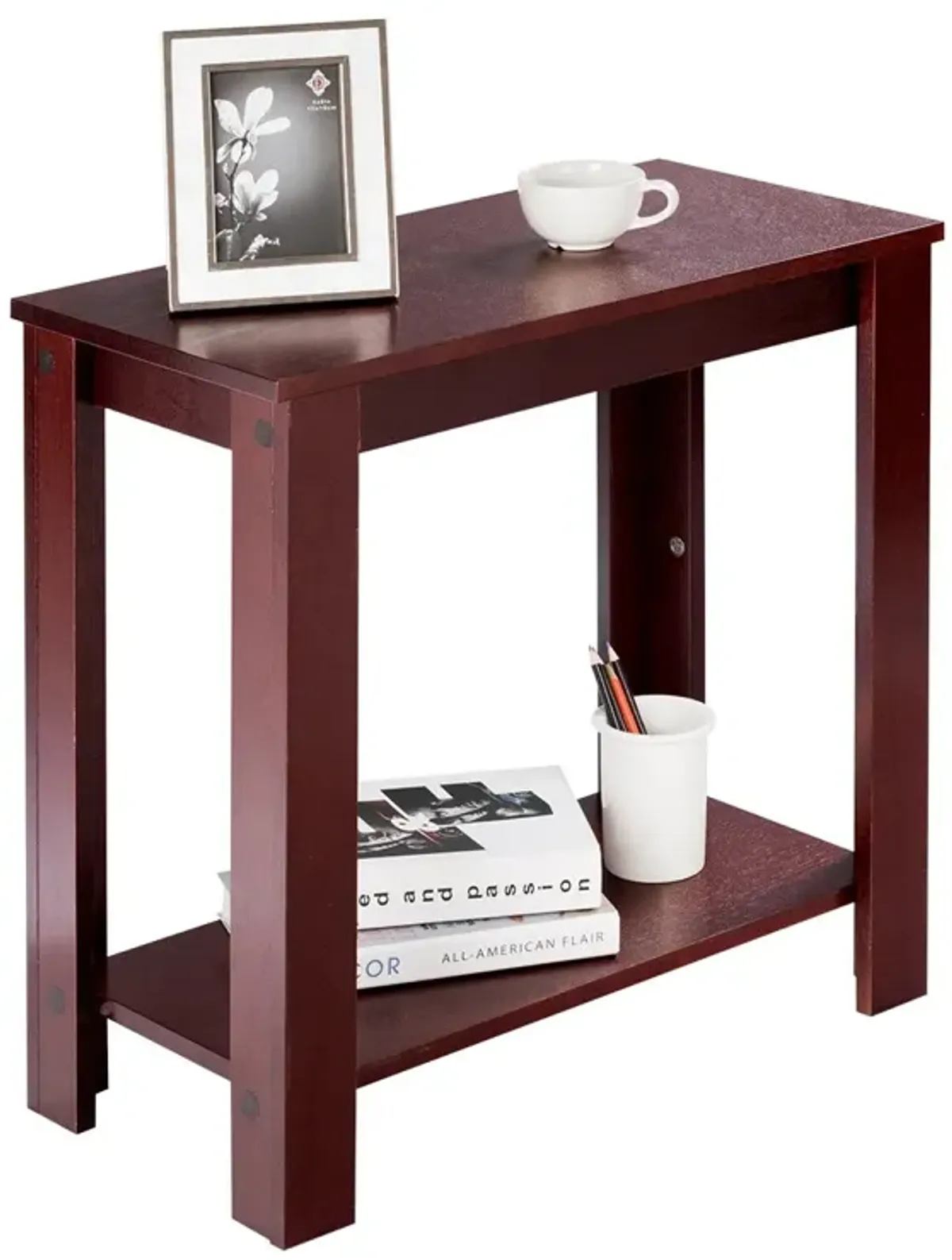 2-Tier Modern Compact End Table with Storage Shelf