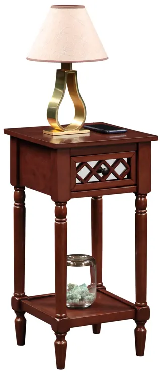 Convenience Concepts French Country Khloe Deluxe 1 Drawer Accent Table with Shelf, Mahogany