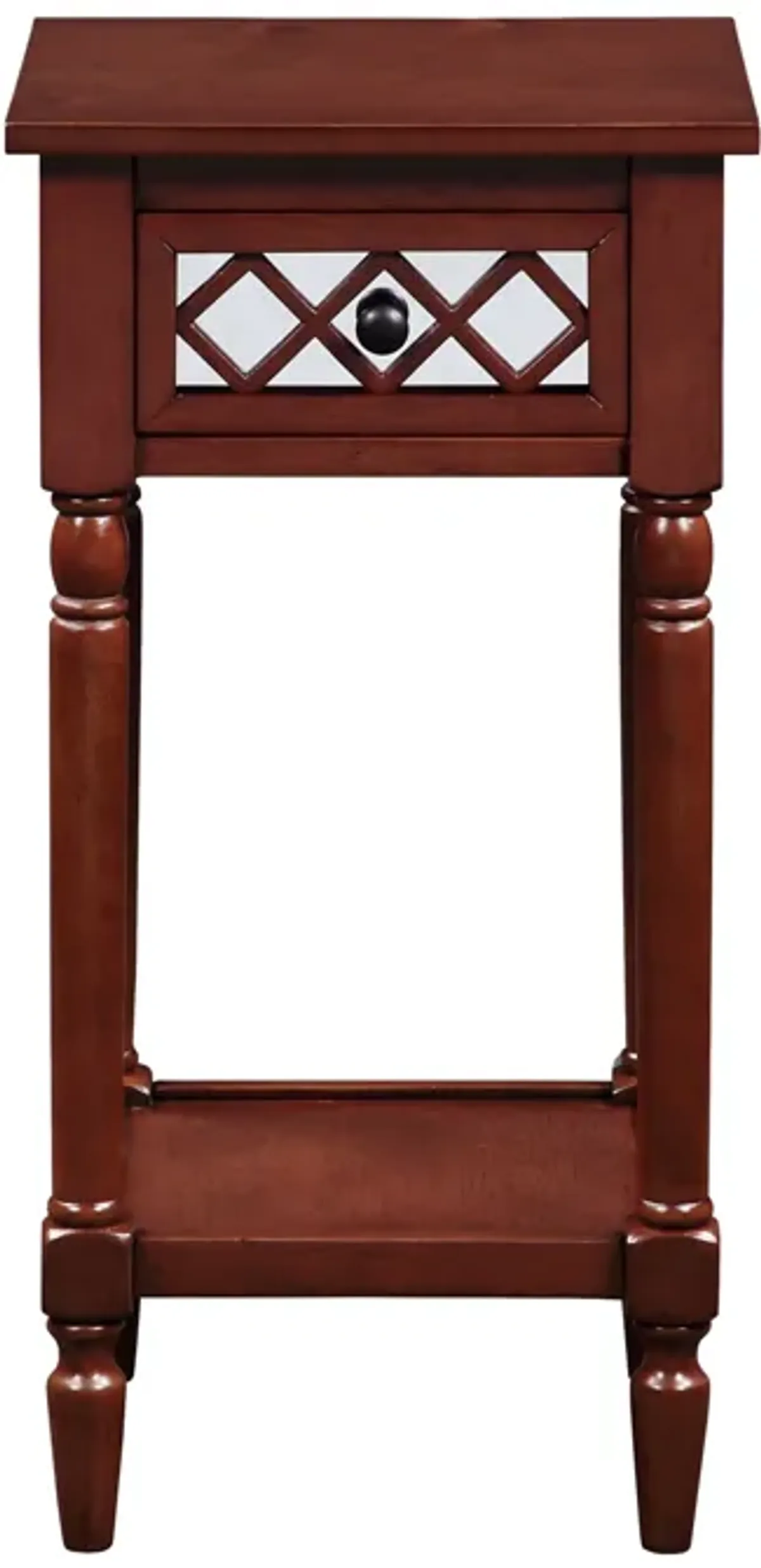 Convenience Concepts French Country Khloe Deluxe 1 Drawer Accent Table with Shelf, Mahogany