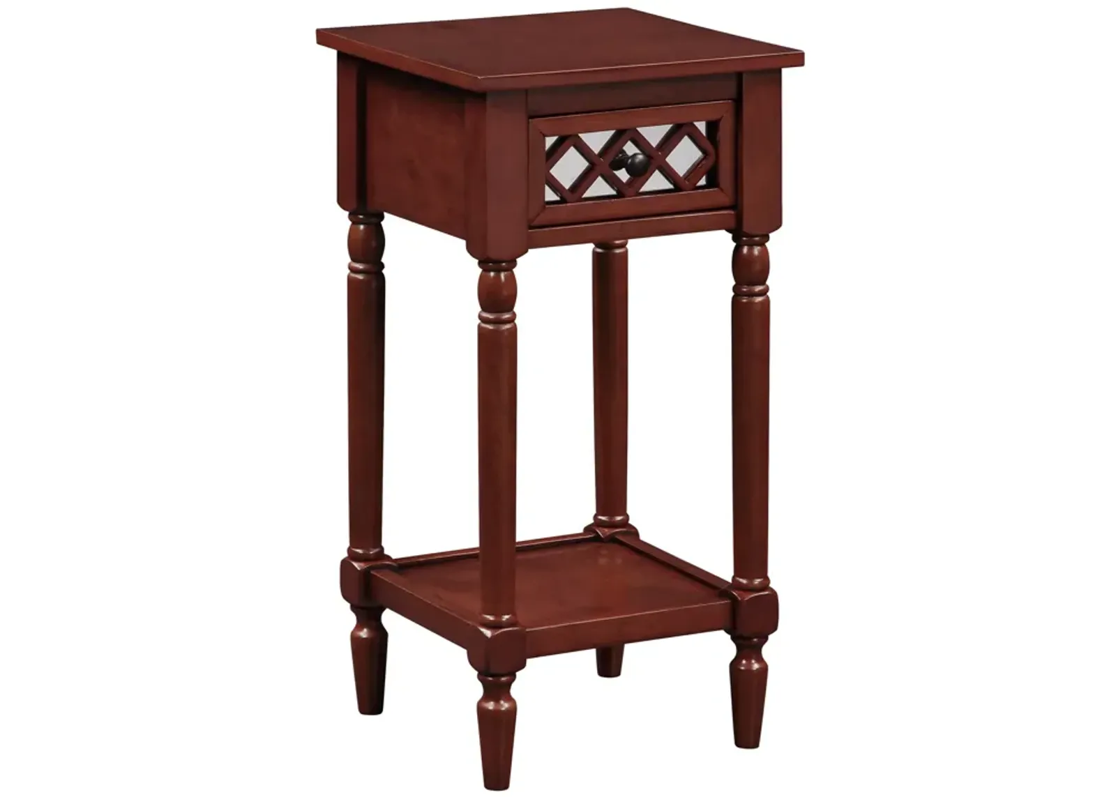 Convenience Concepts French Country Khloe Deluxe 1 Drawer Accent Table with Shelf, Mahogany