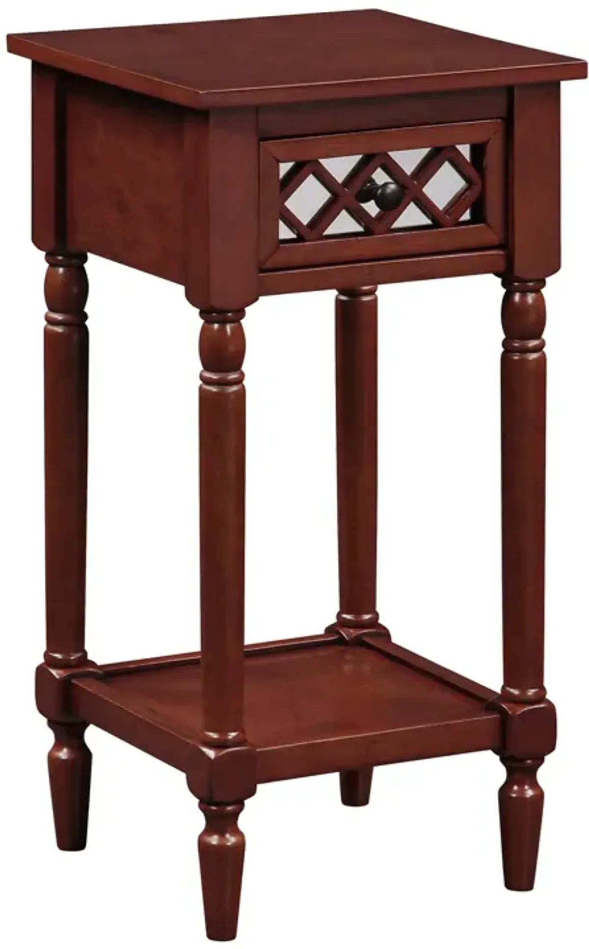 Convenience Concepts French Country Khloe Deluxe 1 Drawer Accent Table with Shelf, Mahogany