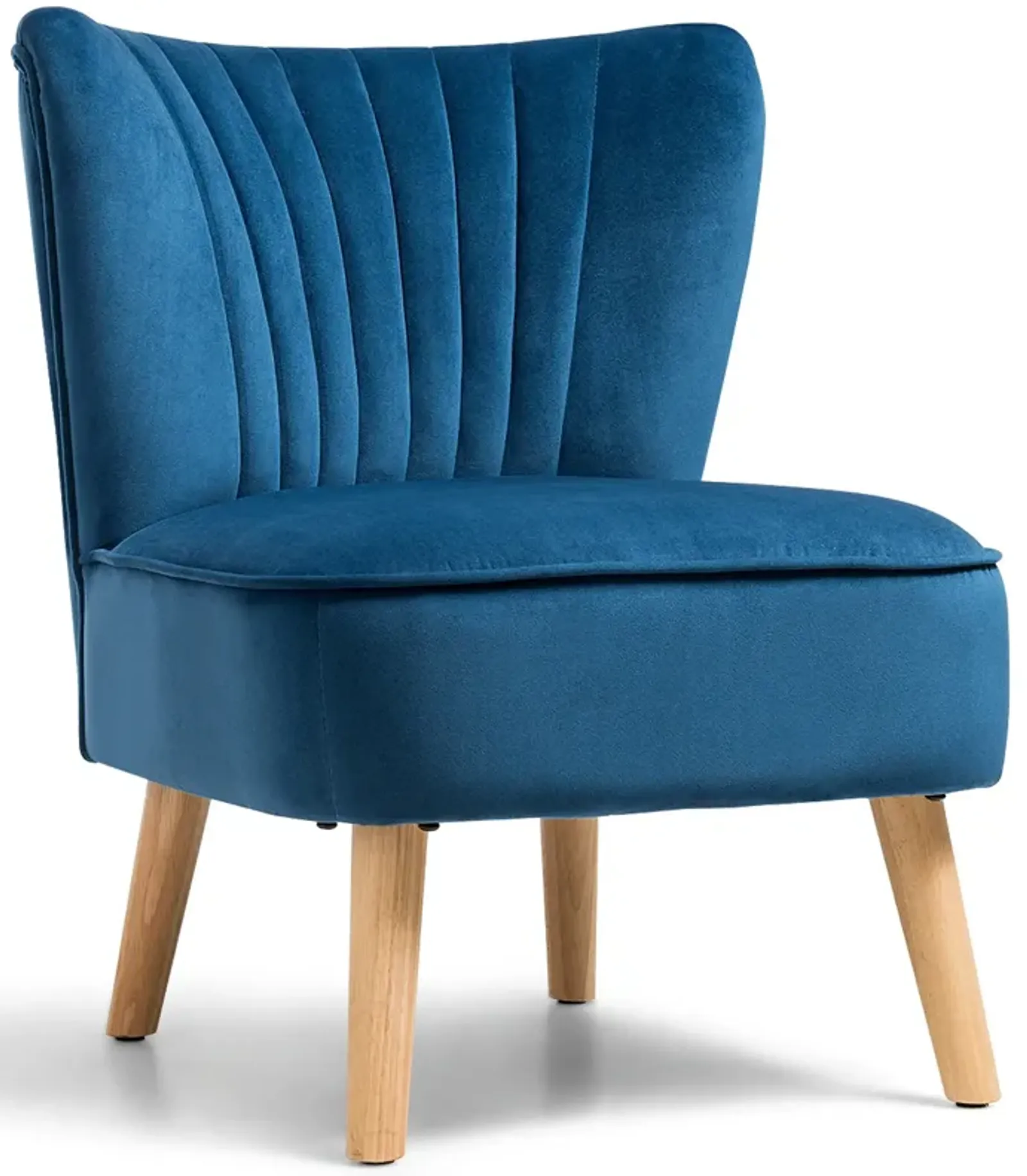 Modern Armless Velvet Accent Chair with Wood Legs