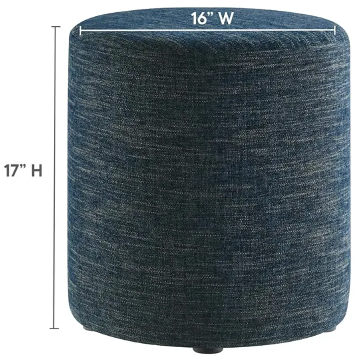 Callum 16" Round Woven Heathered Fabric Upholstered Ottoman