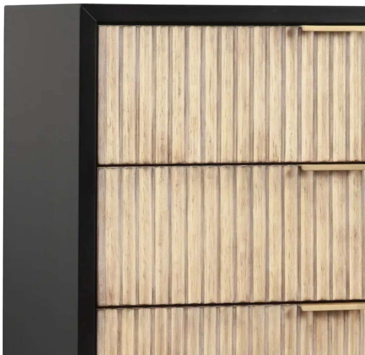 Chest with 5 Corrugated Drawers and Metal Base, Black - Benzara