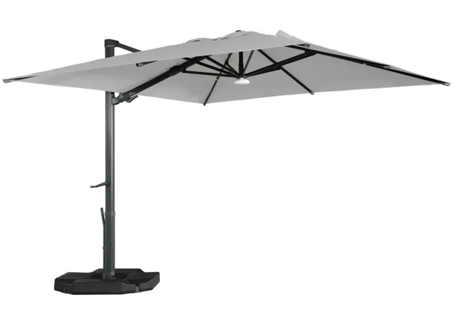 MONDAWE 10ft Square Solar LED Cantilever Patio Umbrella with Included Base Stand & Bluetooth Light