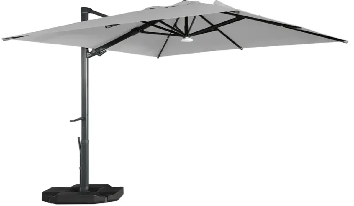 MONDAWE 10ft Square Solar LED Cantilever Patio Umbrella with Included Base Stand & Bluetooth Light