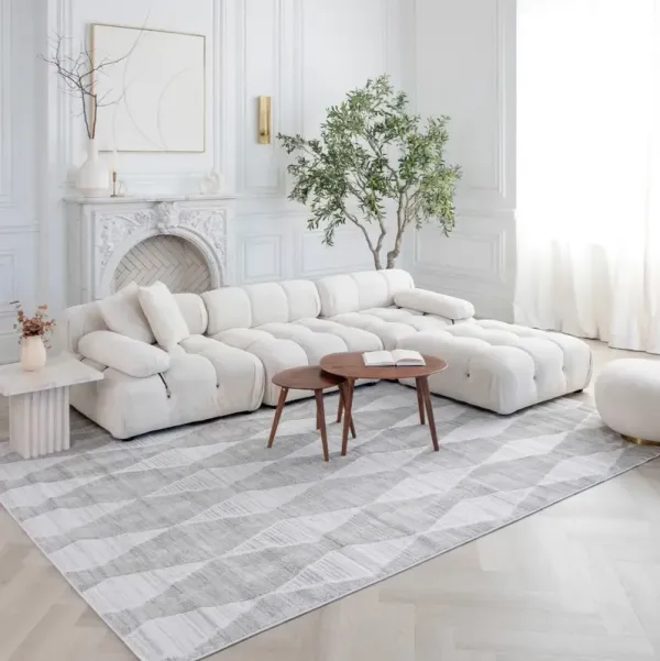 Boho Modern Abstract Cream Beige Indoor Area Rug