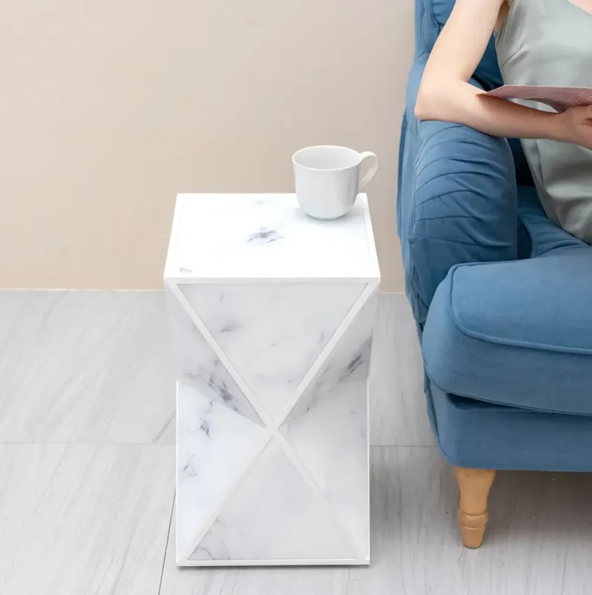 Geometry End Table, Marble Table