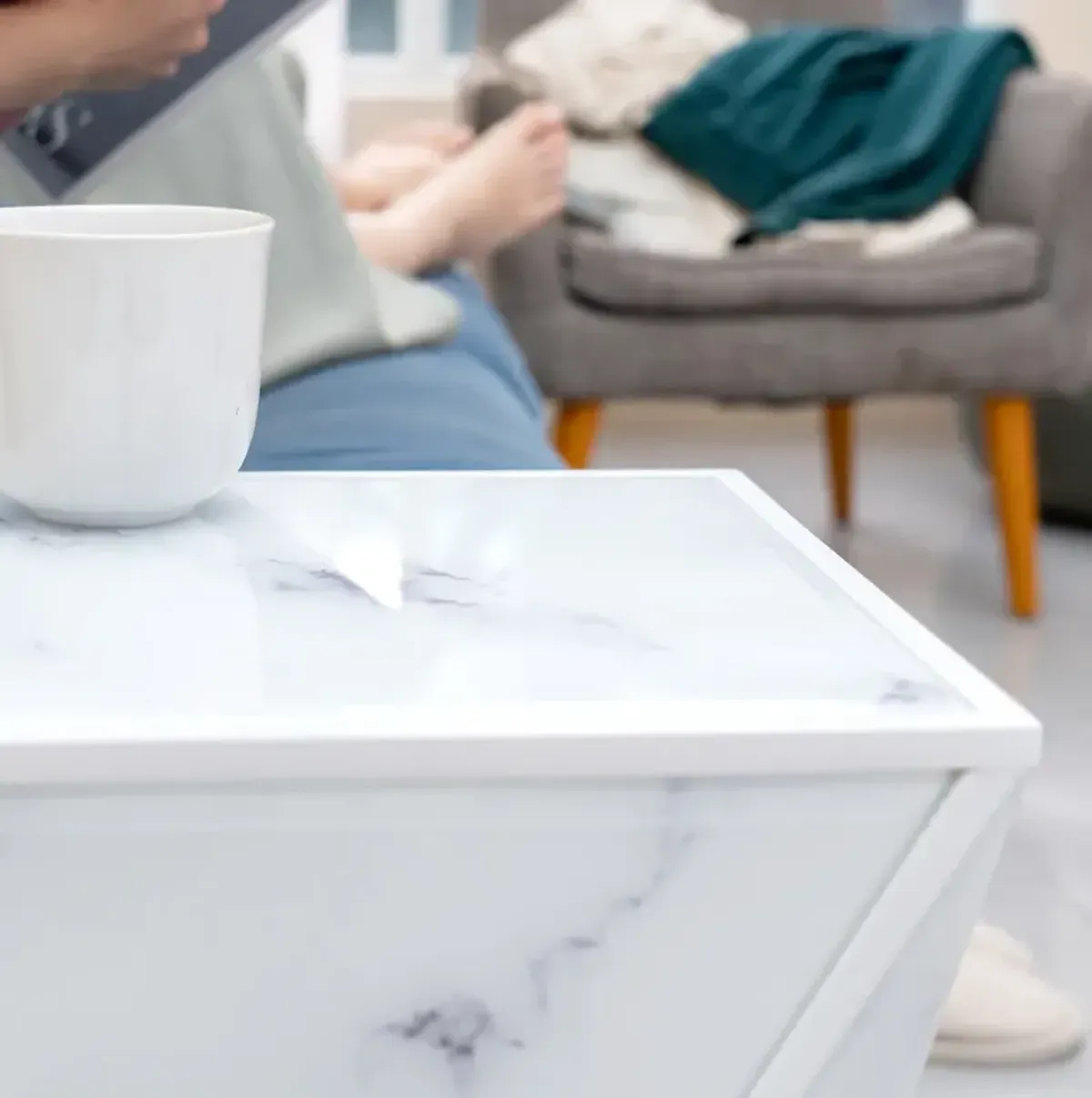 Geometry End Table, Marble Table