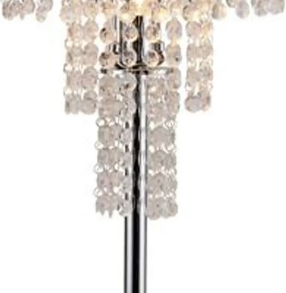 Denise 29 Inch Table Lamp, Glass, Metal Frame, Mesh Shade, Crystals, Gold - Benzara