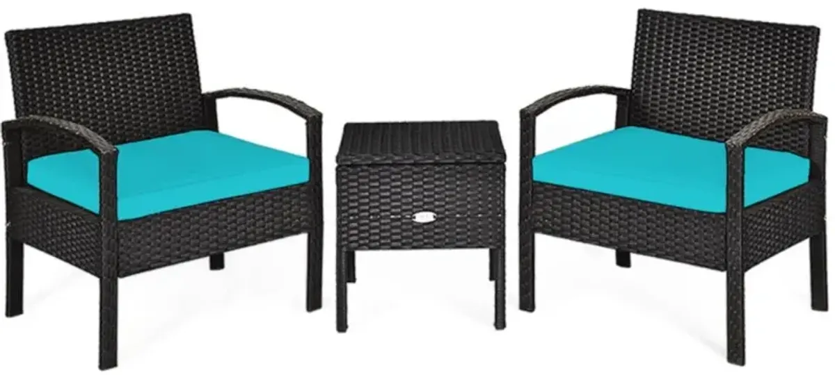 Hivvago 3 Pieces PE Rattan Wicker Sofa Set with Washable and Removable Cushion for Patio