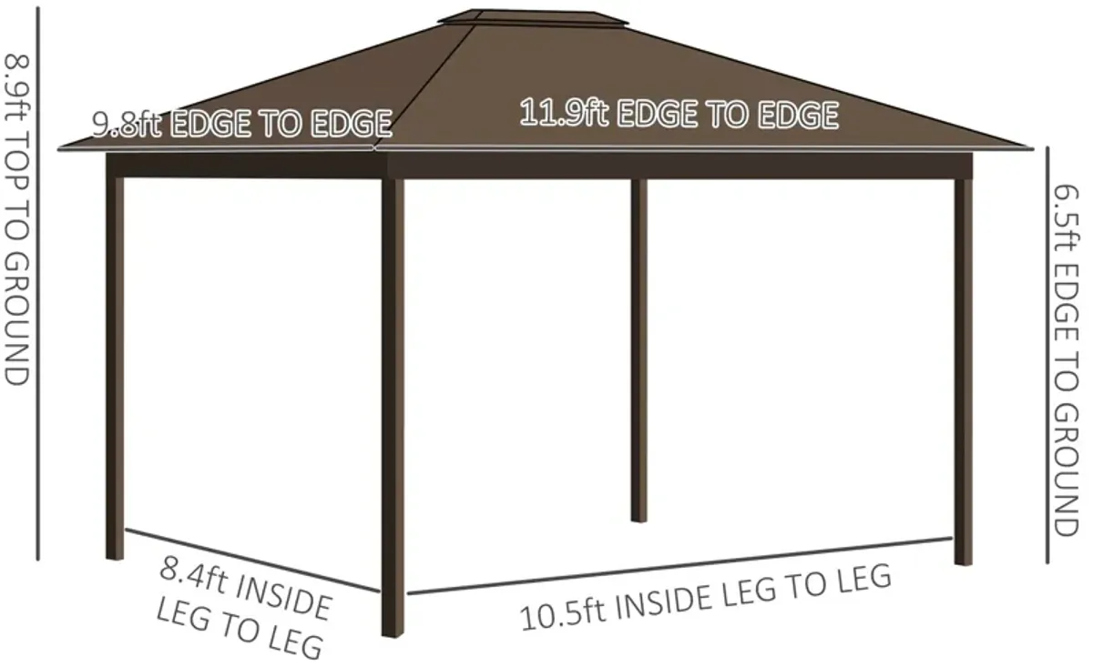 Grey Backyard Shelter: 10x12 Aluminum Hardtop Gazebo with Curtains