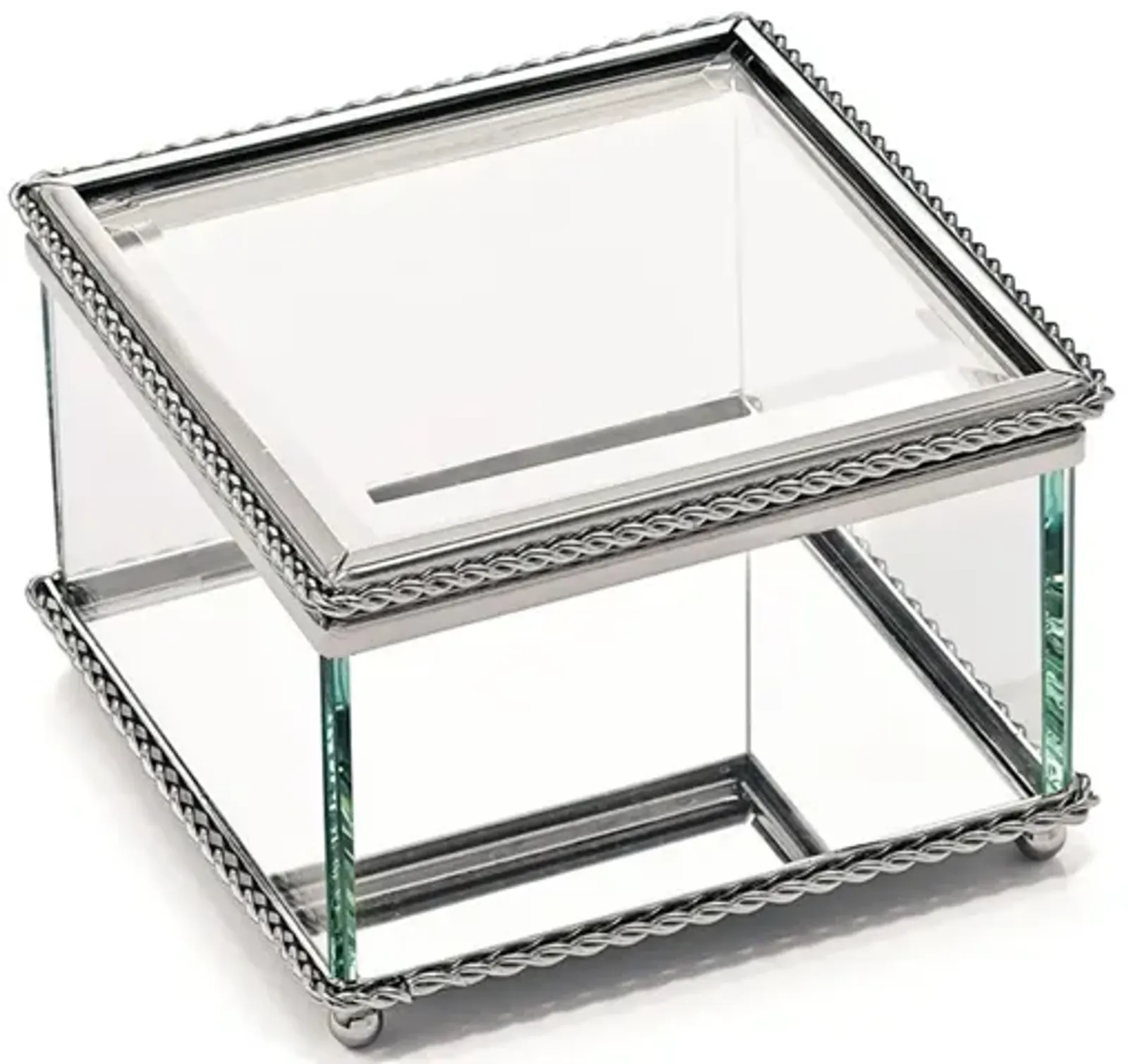 3.75" Square Glass Box with Hinged Lid