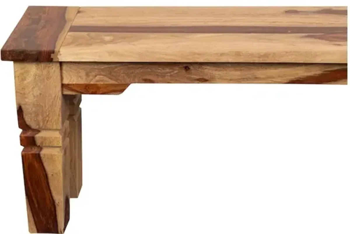 Porter Designs Taos Solid Sheesham Wood Dining Bench, Natural