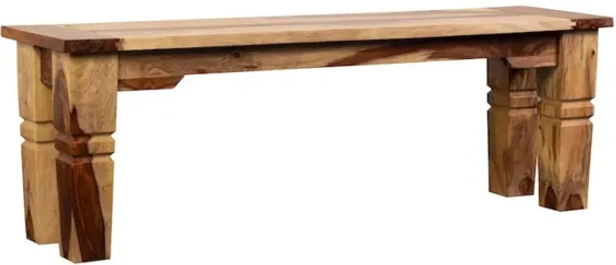 Porter Designs Taos Solid Sheesham Wood Dining Bench, Natural