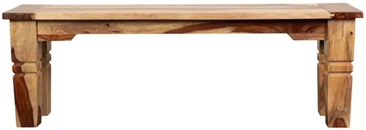 Porter Designs Taos Solid Sheesham Wood Dining Bench, Natural