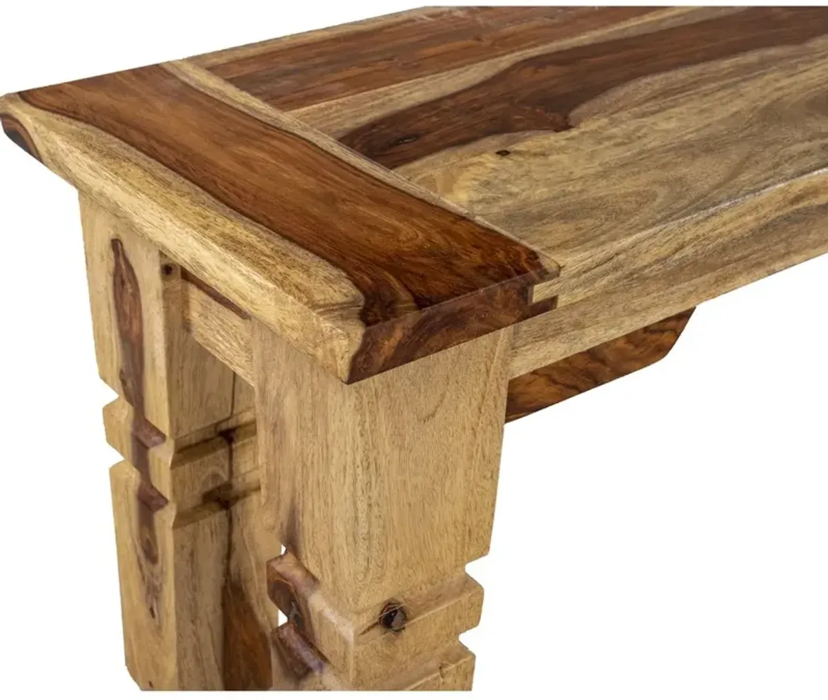 Porter Designs Taos Solid Sheesham Wood Dining Bench, Natural