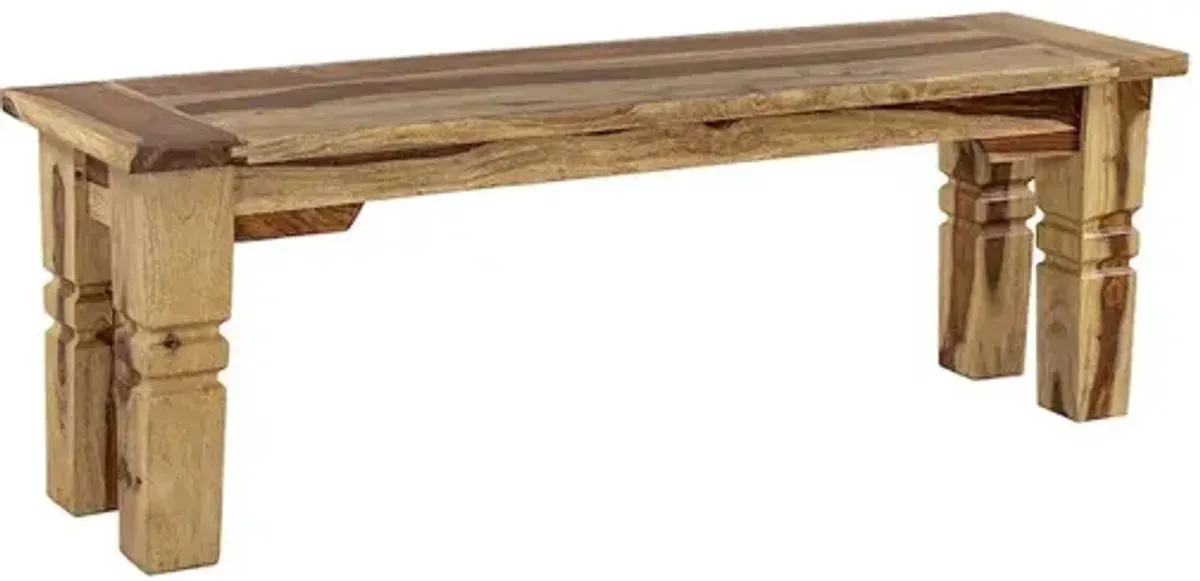 Porter Designs Taos Solid Sheesham Wood Dining Bench, Natural