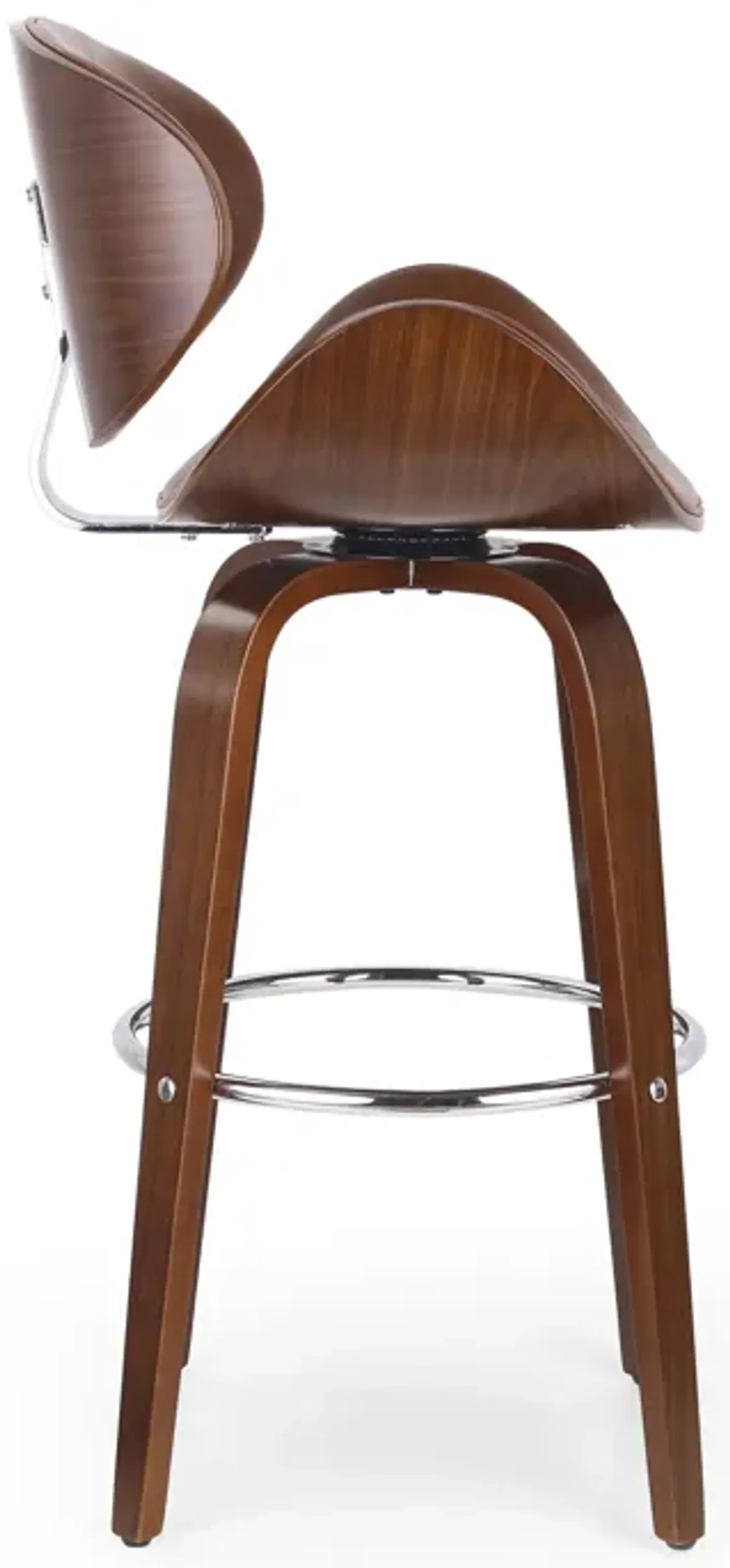 Mid-Century Modern Barstool with Bentwood Frame and Faux Leather Upholstery