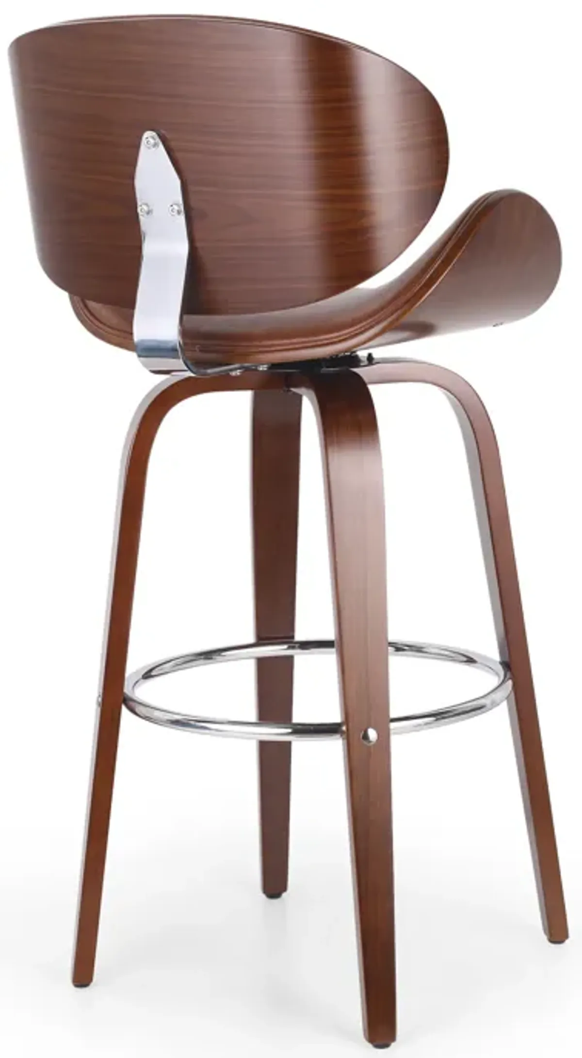 Mid-Century Modern Barstool with Bentwood Frame and Faux Leather Upholstery