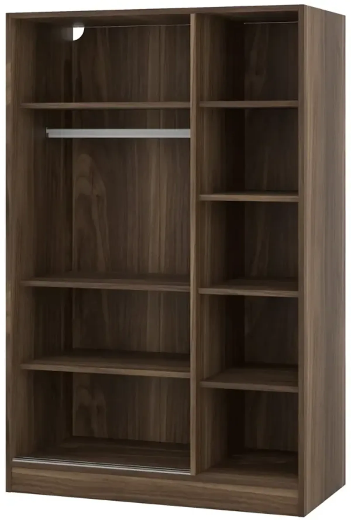 3-Door Shutter Wardrobe With Shelves, Walnut