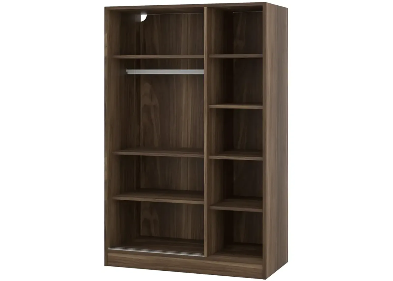 3-Door Shutter Wardrobe With Shelves, Walnut